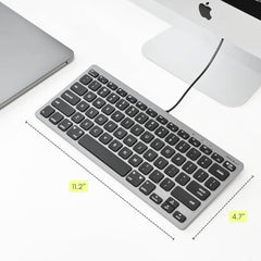Macally Slim USB Wired Small Compact Mini Computer Keyboard for Apple Mac, iMac, MacBook Pro/Air, Mac Mini, Windows PC Desktops, Laptop (Space Gray)