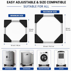 ZOLMIX® Adjustable Stainless Steel Washing Machine Stand for All Semi, Front & Top Load with Wheels & Anti Vibration Pads, Rustproof, Suitable with Fridge, Dishwasher & Air Cooler - (1 Year Warranty)