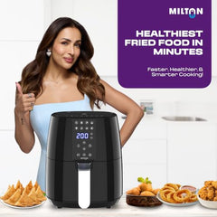 Milton Rapid Digital Air Fryer 4.2L|1450W|360° High Speed Air Circulation|Up to 90% Less Oil Usage|8 Preset Menus|Touch Control Panel & Digital Display|Auto Shut-Off|1 Year Warranty (Black)