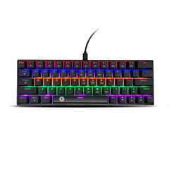 FRONTECH 63-Key Mechanical Gaming Wired Keyboard, Rainbow Backlit, 26 Anti-Ghosting Keys, Detachable Type-C Cable, Compatible with Windows/Mac/iOS/Android (KB-0010P)