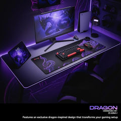 daWg KeyMat R1 Esports Gaming Mouse Pad, 800 x 300 mm, 4mm Thickness Extended Desk Mat, Anti-Fray Stitching, Anti-Skid Rubber Base, Pro-Grade Tracking Surface, High-Velocity Glide (Dragon)