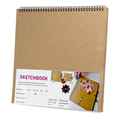 Lakeer Kraft Sketchbook - A4 Size, 250 GSM-25 Sheets, for Sketching, Drawing, Painting, etc - Landscape