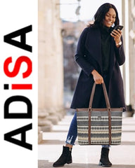 ADISA Women's Office Laptop Handbag Large Printed Shoulder Bag (ADW4087-BLA-ORA)