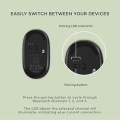 SATECHI OntheGo Bluetooth Mouse, Connect Up to 3 Devices, for Laptop, Black