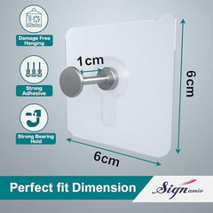 SIGNAMIO 6 Hook Shelf Adhesive Strip Wall Hanging Sticky Hook Black