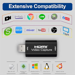 XIKKART USB 3.0 4K HDMI Video Capture Card 1080p 60fps Audio Video Capture Card, Game Capture Card, HDMI to USB 3.0 for Gaming, Streaming Device, Compatible with Nintendo Switch, PS3/4, Xbox