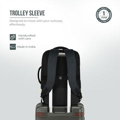 Gear Turbo 21"/45L Large Water Resistant Anti theft Laptop Backpack with Raincover | Backpack | Daypack |Briefcase | Travel Bag For Men/Women (Black - Grey)