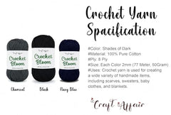 Craft Affair | Crochet Bloom Cotton Yarn 8ply (Each Color 2mm, 77Meter, 50Gram) 100% Pure Cotton | for Knitting Yarn | Craft & DIY Project: Grey, Pink, Off White