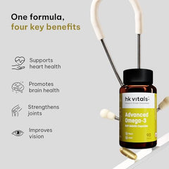 hk vitals Omega 3, 60 Fish Oil Capsules + Multivitamin, 60 Tablets | 1000mg Omega 3 with 180mg EPA and 120mg DHA | For Brain, Heart, and Joints Health