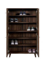 DeckUp Noordin 4-Door Shoe Rack (Walnut, Matte Finish)