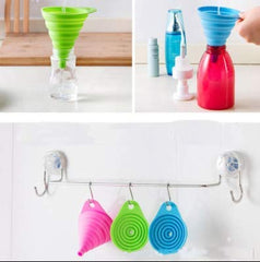 SYGA Silicone Funnel Set of 2 for Kitchen Retractable Silicone Oil Liquid Funnel Transfer Hopper(Color May Vary)
