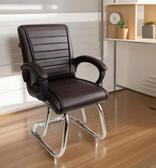 KITHANIA Executive Office Home Study Chair Library Chair with Cushioned Arm Rest & Seat Back, Reception or Conference Room Seating, 100 Kgs Limit (2, Pink, Double Pipe Chrome Frame)