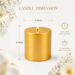 C Lal & Sons Silver Pillar Candle 2x2 Inch | Long Burning Decorative Wax Candle | 20H Burn Time | Unscented Candle for Home Décor, Wedding Decoration, Prayer, Meditation, Festivals & Romantic Ambience