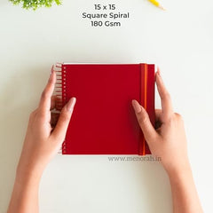 MENORAH - Artist Square Sketch Book - 180 GSM - Square Drawing Book - (100 Pages/50 Sheets) - Hard Metal Spiral Bound - (15.0 cm x 15.0 cm) - Pink