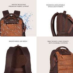 Gear Aspire 3 19"/35L Large Faux Leather Water Resistant Laptop Backpack | Casual Backpack | Daypack | Travel Backpack | College Bag For Men/Women (Brown - Brown)