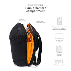MOKOBARA Transit Backpack | Fits Laptop Up To 16 Inch, 30L Capacity, Water-Resistant Polyester, Vegan Leather Trims | Money Moves, Black