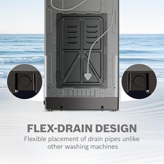 Bosch 7 kg 5 Star Fully Automatic Top Load Washing Machine,PowerWave Wash,Inbuilt Dual Lint Filter, Stainless Steel VarioDrum with 5 fin Pulsator, Water Save, Flex Drain, Dark Grey (WOE70AH0IN)