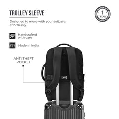 Gear Turbo 21"/45L Large Water Resistant Anti theft Laptop Backpack with Raincover | Backpack | Daypack |Briefcase | Travel Bag For Men/Women (Black - Grey)