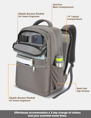 Lavie Sport 45cm Pioneer 24 Litres Laptop Backpack with Trolley Sleeve For Men & Women|Vegan Leather|Office Travel Backpack|Front organizer|Bottle Holder|Fits upto 14" Laptop