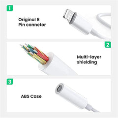 TQZEK 2in1 Light_ing 8pin to 3.5mm Adapter MFi Certified 20W Fast Charge & Hi-Fi Sound for Earphone Car Home Stereo AUX Audio Dongle for iPhone 14/13/12/11/XR/XS/X/8/7/6 Series iPad and iPod