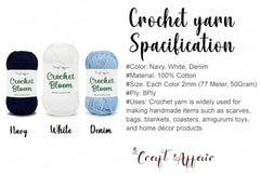 Craft Affair | Crochet Bloom Cotton Yarn 8ply (Each Color 2mm, 77Meter, 50Gram) 100% Pure Cotton | for Knitting Yarn | Craft & DIY Project: Grey, Pink, Off White