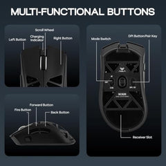 AULA SC620 Gaming Mouse, PAW3311 Sensor, 12000DPI, 1000Hz, Wired & Wireless