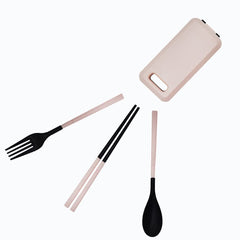 SYGA Travel Portable Cutlery Spoon Portable Camping Box Picnic Chopstick Set Peach
