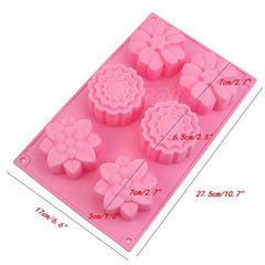 SYGA 6 Cavity Flower Shaped Silicone Green Mold for Bath Bomb Soap Chocolate Candy Cake Making