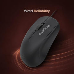 FINGERS UltraHit Wired Mouse (Plug-n-Play Setup, Precise Optical Tracking)