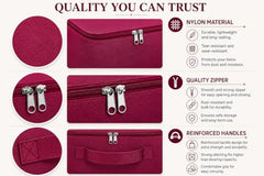 Storite 2 Pack Nylon Wardrobe Bag Underbed Cloth Storage Organizer | Moisture Proof Storage Bag, Storage box for Clothes Saree Bags, Zippered Closure & Handle - Magenta,37x34x23 cm