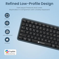 Portronics Akshr Prime Wireless Keyboard with Bluetooth + 2.4 GHz USB Receiver, Rechargeable Battery, Height Adjustment, Multimedia Hotkeys with Numpad, for Laptop, PC, Smartphone, Tablet(Black)
