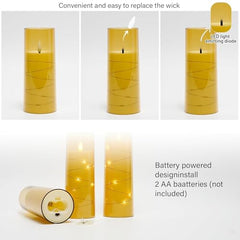Flameless LED Pillar Candle Set of 2 | Acrylic Fiber Glass | Dancing Faux Wick | Remote Control with Battery Operated 3 AA | Home Décor & Gifting | 3" D x 6" H | Red