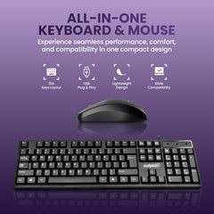 Salpido Wired USB Keyboard, 104 Keys, Ergonomic, for Office & Home Use