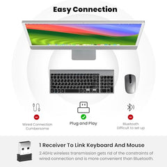 cimetech Keyboard Mouse Combo, 2.4G Ultra-Thin Sleek Design, USB Compact Full Size Wireless Keyboard and Mouse for Windows, Computer, Desktop, PC, Notebook - Grey