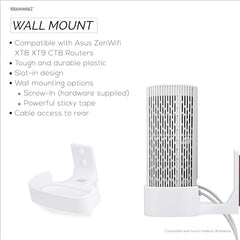 Adhesive Wall Mount for Asus ZenWifi XT8, XT9 & CT8 WiFi Router, Easy to Install Holder, Stick On & Screw in Mounting, by Brainwavz