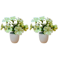 fancymart Artificial Flower Plant Home Décor with Small Size Pot | Pack of 2 | Plant Hanging for Home Decor | Office Decor (DESIGN-01)