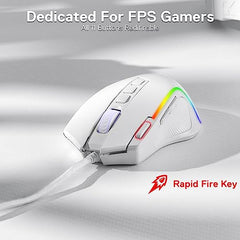 Redragon M612AK PRO RGB Gaming Mouse, 8000 DPI Wired/Wireless Optical Mouse with 9 Programmable Buttons & 7 Backlit Modes, BT & 2.4G Wireless, Software Supports DIY Keybinds Rapid Fire Button