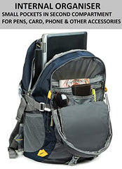 Half Moon 45L Hammer Waterproof Rucksack Bags for Man/Trekking Bags for Men | With 17.3" Laptop Compartment & Rain cover | For Trekking, Hiking, Travel Backpack for Men & Women (Navy Blue)