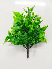 Dekorly Artificial Plastic Mix Green Grass Fake Outdoors Plant Bushes Decor Faux Greenery Shrubs For Outdoor And Indoor, Artificial Shrubs Stems | Height- 7 Inches (Multi-16)