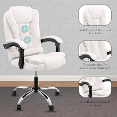 Casa Haus Italia Premium Leatherette Office Chair for Work | Boss Chair, Ergonomic Executive, Luxurious Cushioned Arms & Seat, 2 Point Back Massager, Heavy Duty Metal Base (Burgundy)