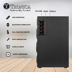 TRONICA Dhwani DJ 40Watt Bluetooth Tower Speaker | Bass-Boosted Party DJ Speaker & Home Theater Sound System with Wired Mic, FM, USB, AUX, TV, Remote,Wireless Music Streaming for Karaoke Night, Music