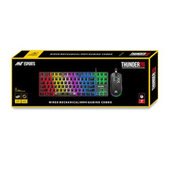 Ant Esports Thunder20 Wired Mechanical Gaming Keyboard and Mouse Combo | TKL Keyboard Rainbow Backlight 26Anti-Ghosting Keys, 6-Button 3600DPI Mouse | USB | PC/Laptop Compatible_ Brown Switch_ Black
