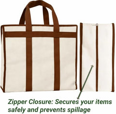 Canvas Tote Bag with Zipper Closure, 63 Litre Capacity