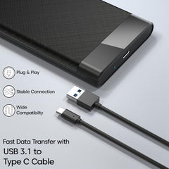 Sounce 2.5-Inch SATA to USB Type-C 3.1 External HDD/SSD Enclosure | 6Gbps UASP Speed | Tool-Free Design | Compatible with 7mm & 9.5mm Drives up to 6TB | Plug & Play | Shockproof Portable Case (Type C)