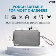 Dyazo 15.6 Inch Laptop Sleeve with Charger Pouch | Front Pocket with Handle Water Resistant Sleeve Case | Compatible for MacBook, HP, Dell, Acer, Asus, Microsoft, Samsung and Other Notebooks (Grey)