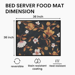 Homerz Premium Bed Server Food Mat Reversible Bed Server, Mattress Protector for Home | Food Mat for Kids, Size 36x36 inch, Double Side use Kitchen, Cupboard, Drawer, Wardrobe (Brown Lotus New)