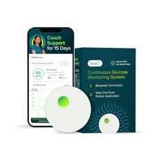 BeatO CGM Continuous Glucose Monitor Device with Nutrition Coach | 2 Consults + 15-Day Diet Plan | Real-Time Blood Sugar Checking Machine | 24/7 Glucose Monitor Device | Bluetooth Connected | Pack of 1