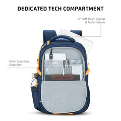 Safari Megapack 43L Expandable Laptop Backpack Bag for Men and Women, School Bag for Boys & Girls, Casual Hiking Travel Bag with 3 Compartments, Compression Straps & Bottle holder, Color Blue