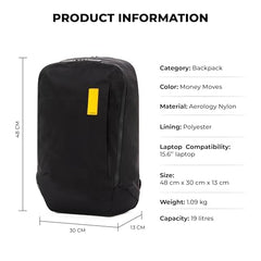 MOKOBARA Aisle 19L Laptop Backpack 15.6 Inch Office Travel Blue | Aerology Nylon Vegan Leather Flat Opening Compartment Disappearing Bottle Pocket Air Mesh Back For Men Women College Padded