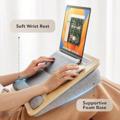 VAKTAVYA Portable Laptop Lap Desk with Soft Wrist Pad, Fits Up to 42 * 32CM Anti-Slip Strip, Tablet or Phone Storage Slot,Pocket for Home Office Students Use as Computer Laptop Stand